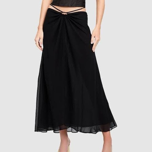 Lioness Cipriani Skirt - Midi or Maxi Length, Black, Waist Tie Feature - Picture 6 of 10